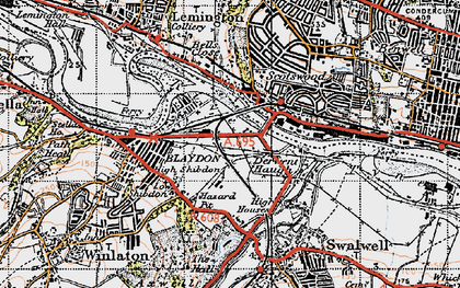 Old map of Blaydon Haughs in 1947