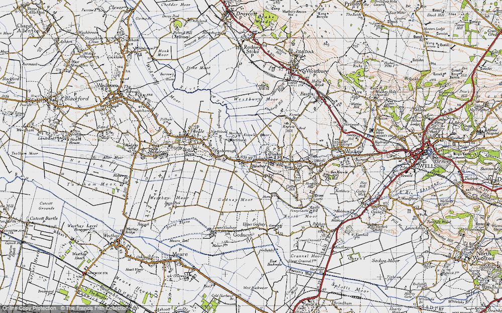 Old Map of Historic Map covering Westbury Moor in 1946