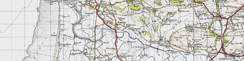 Old map of Bleadon in 1946