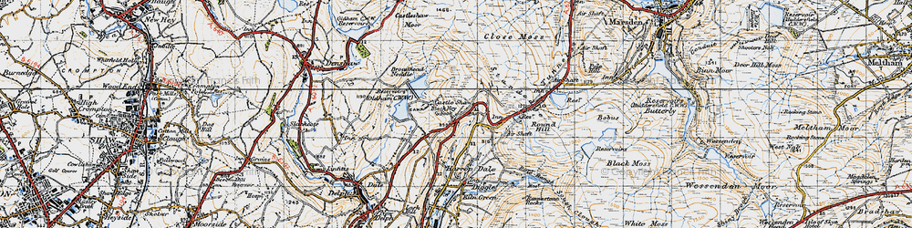 Old map of Bleak Hey Nook in 1947