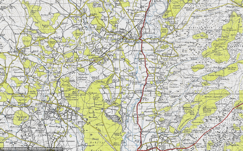 Old Map of Historic Map covering Whitefield Bottom in 1940