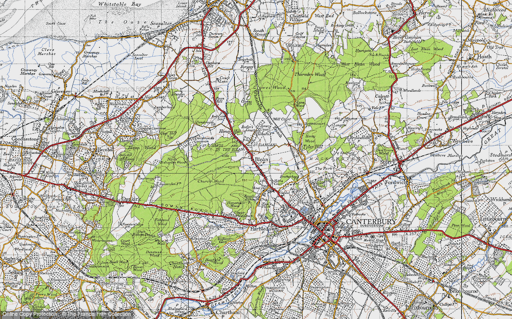 Old Map of Blean, 1947 in 1947