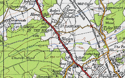 Old map of Blean in 1947