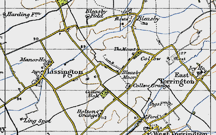 Old map of Bleasby Moor in 1946