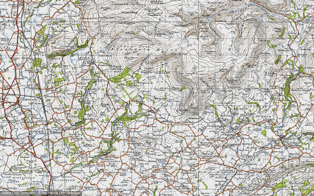 Old Map of Historic Map covering Blindhurst Fell in 1947