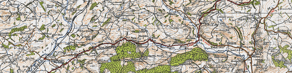 Old map of Bleddfa in 1947