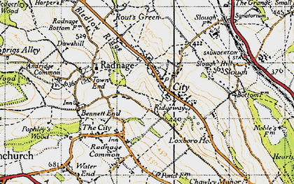 Old map of Bledlow Ridge in 1947