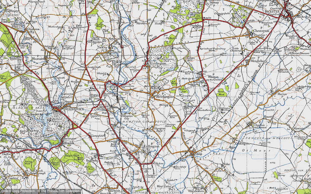 Old Map of Historic Map covering Bletchingdon Park in 1946