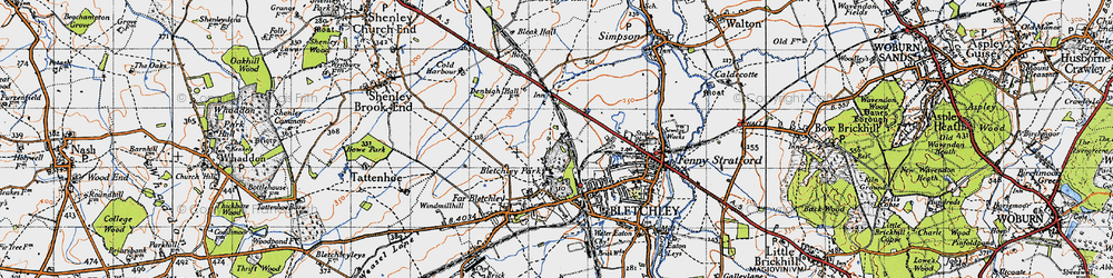 Old map of Bletchley in 1946