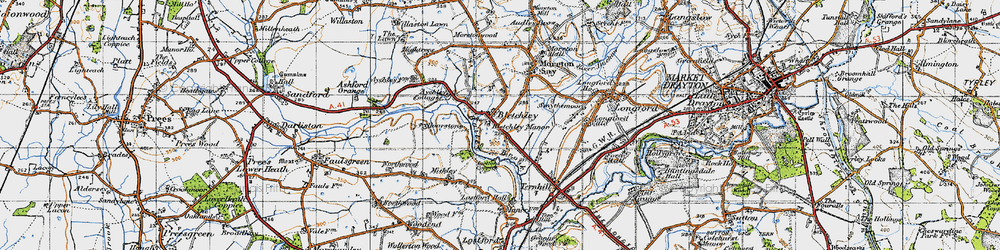 Old map of Bletchley in 1947