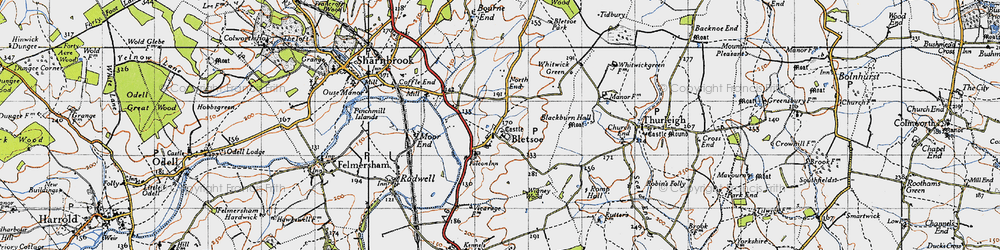 Old map of Bletsoe in 1946