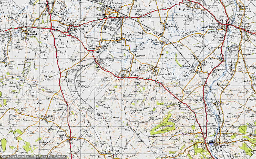 Old Map of Historic Map covering Baldon Hill in 1947