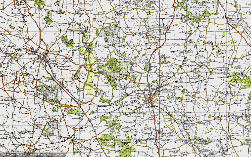 Old Map of Blickling, 1945 in 1945