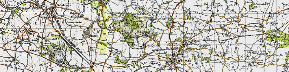 Old map of Blickling in 1945