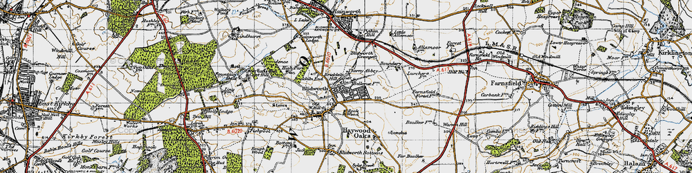 Old map of Blidworth in 1947