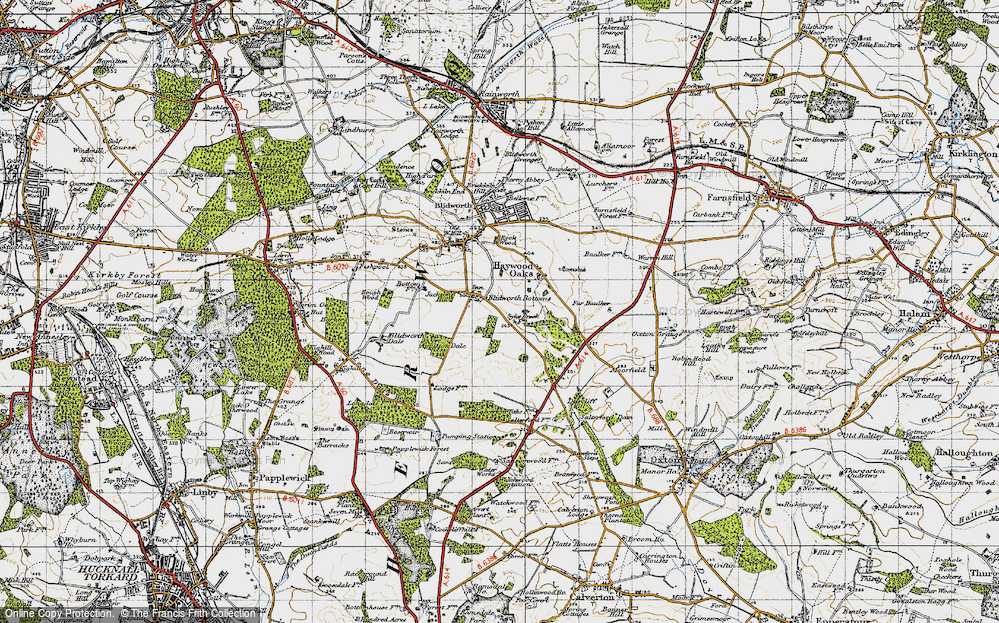 Old Map of Blidworth Bottoms, 1947 in 1947