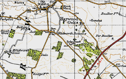 Old map of Blidworth Bottoms in 1947