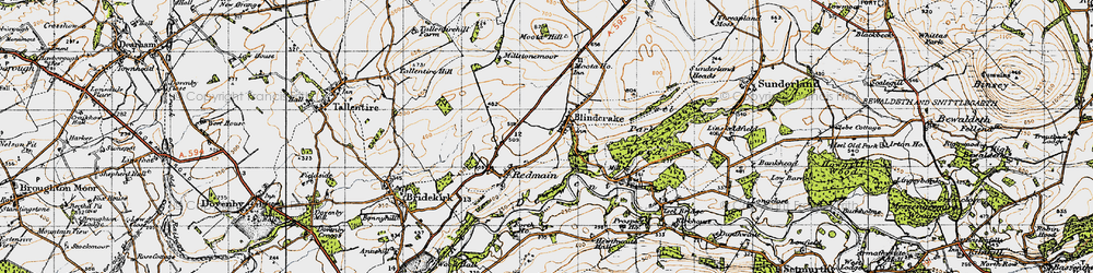 Old map of Blindcrake in 1947