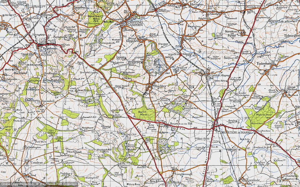 Old Map of Historic Map covering Campden Ashes in 1946
