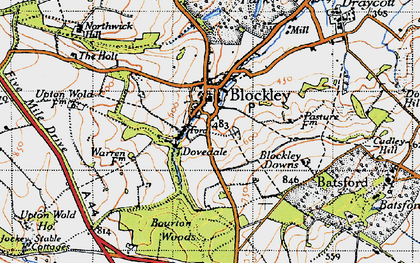 Old map of Bourton Woods in 1946