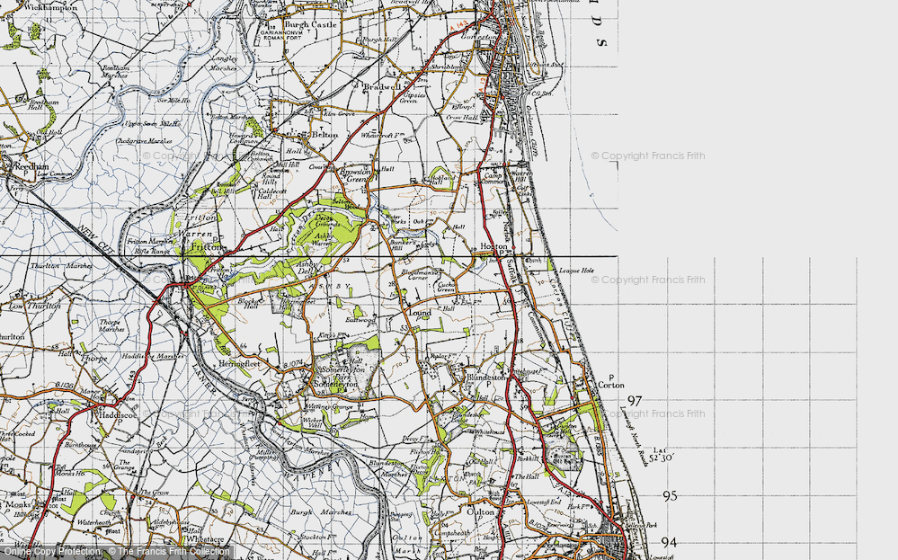 Old Map of Bloodman's Corner, 1946 in 1946