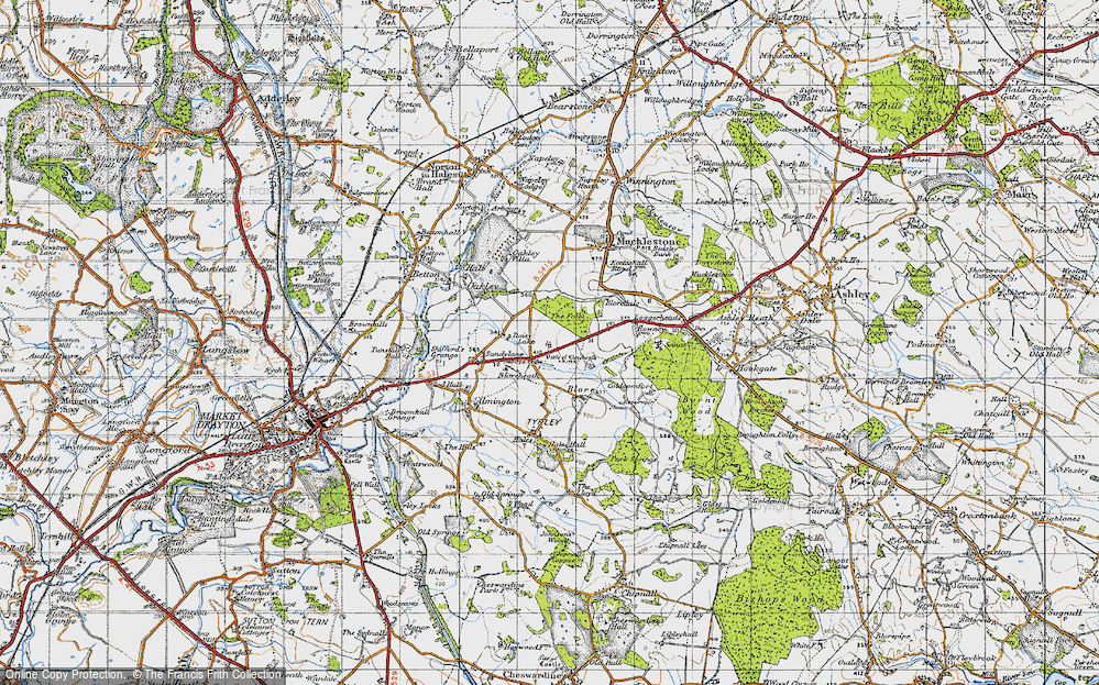 Old Map of Historic Map covering Bloreheath (1459) in 1946
