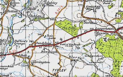 Old map of Bloreheath (1459) in 1946