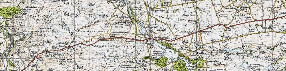 Old map of Blubberhouses in 1947