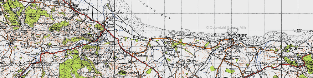 Old map of Blue Anchor in 1946