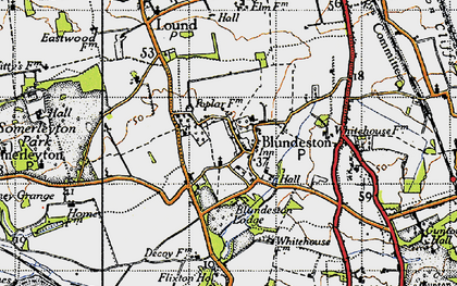 Old map of Blundeston in 1946