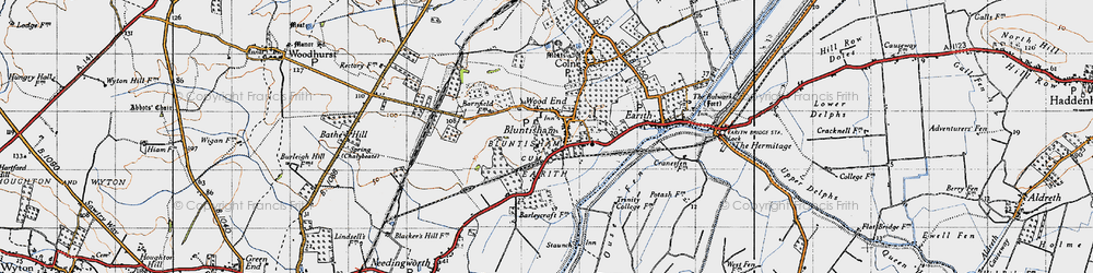 Old map of Bluntisham in 1946