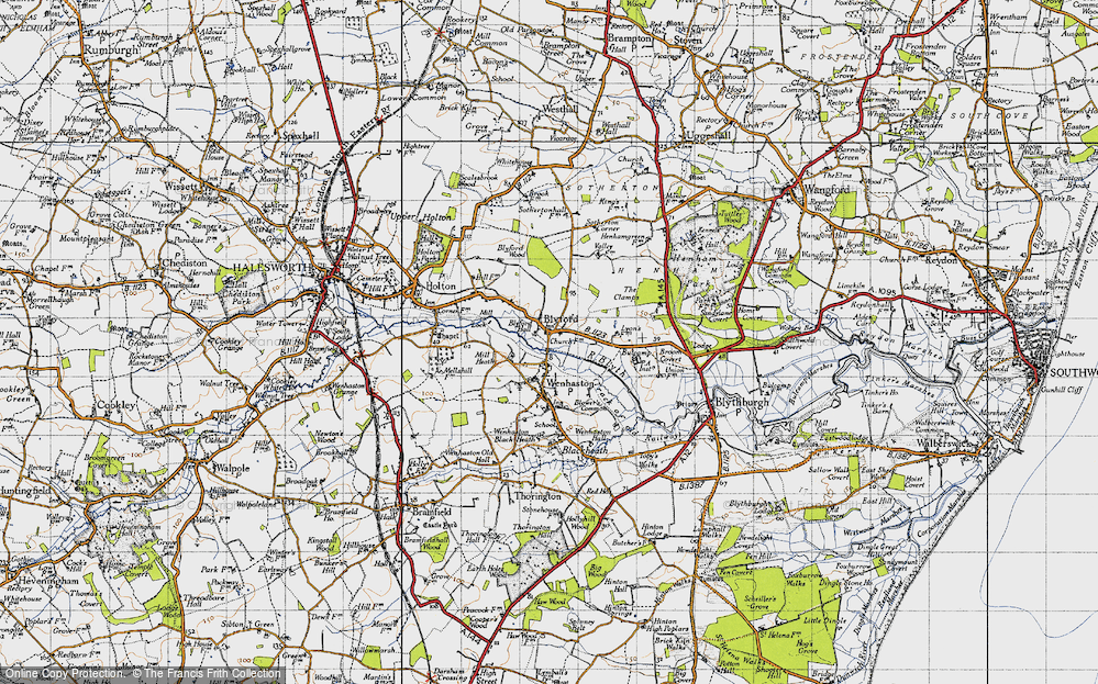 Old Map of Historic Map covering Blyford Wood in 1946