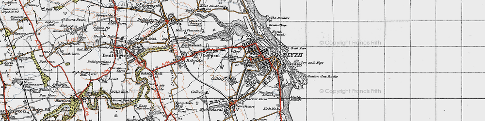 Old map of Blyth in 1947