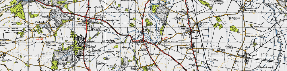 Old map of Blyth in 1947