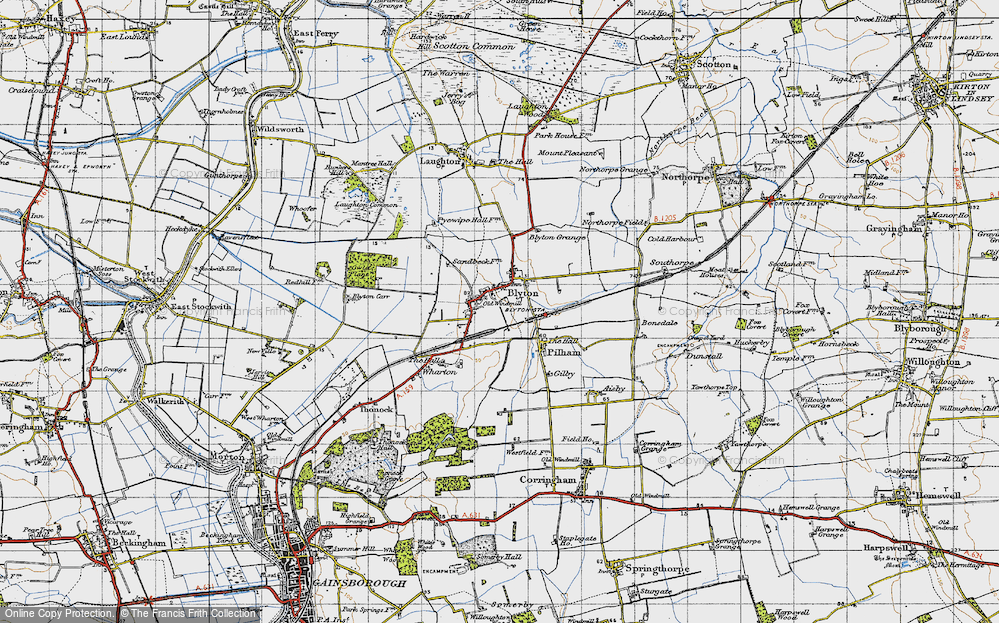 Old Map of Blyton, 1947 in 1947