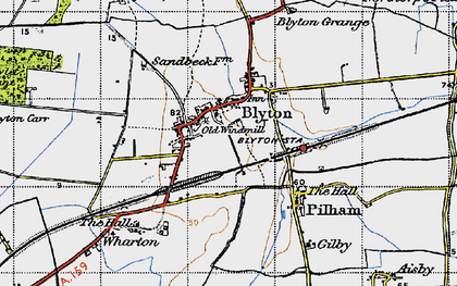 Old map of Blyton in 1947