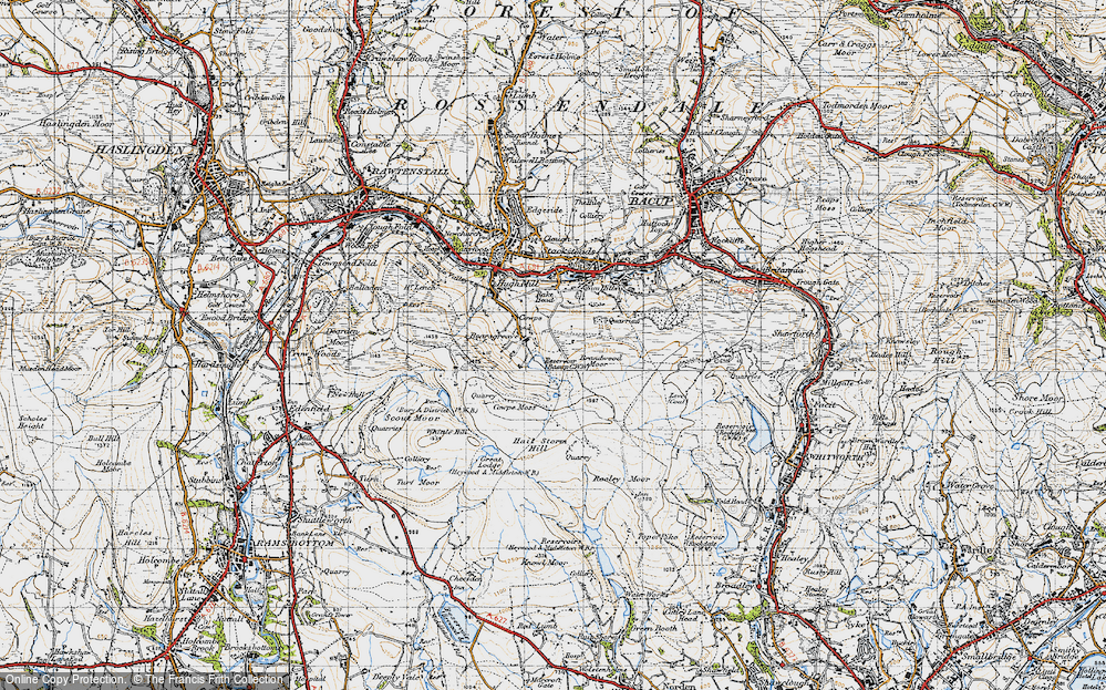 Old Map of Historic Map covering Hail Storm Hill in 1947