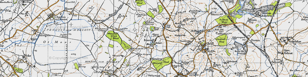 Old map of Boarstall in 1946