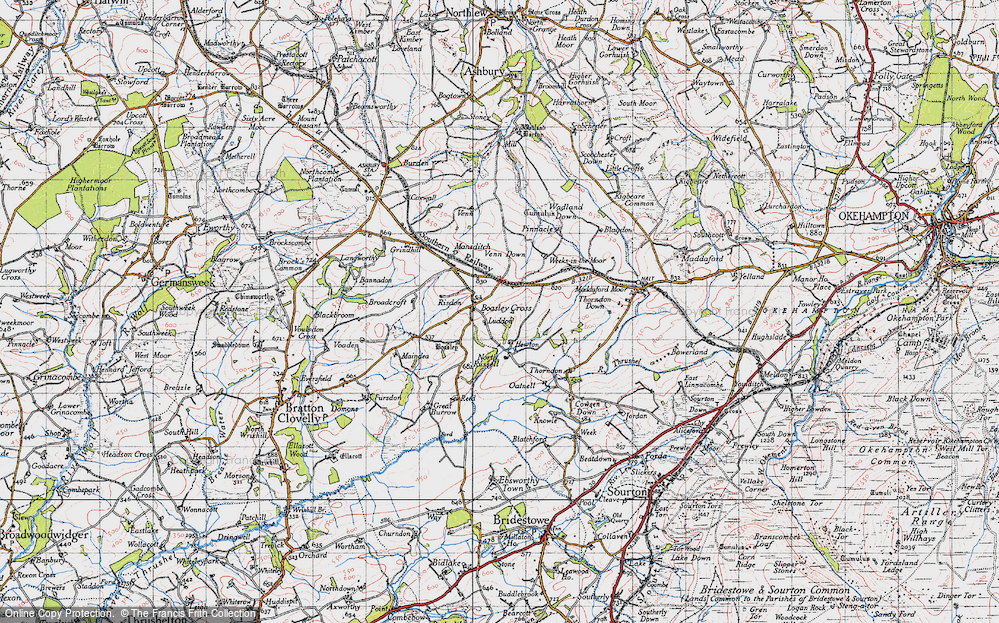 Old Map of Boasley Cross, 1946 in 1946