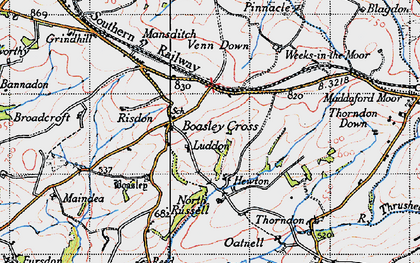 Old map of Boasley Cross in 1946