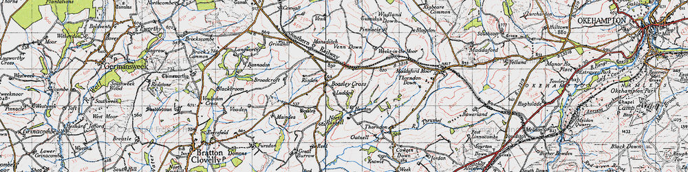 Old map of Boasley in 1946