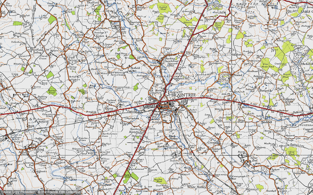 Old Map of Bocking, 1945 in 1945