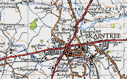 Old map of Bocking in 1945
