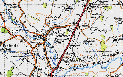 Old map of Bocking Churchstreet in 1945