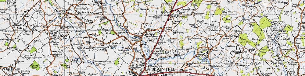 Old map of Bocking Churchstreet in 1945