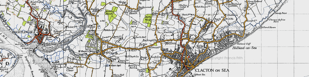 Old map of Bocking's Elm in 1946