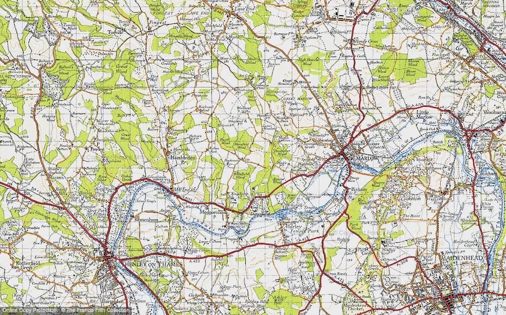Old Map of Historic Map covering Bockmer Ho in 1947