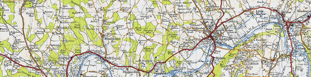 Old map of Widefield Wood in 1947