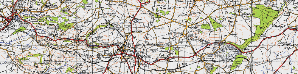 Old map of Bodden in 1946
