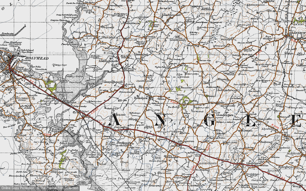 Old Map of Historic Map covering Bodowyr in 1947